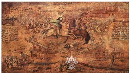 نقاشی قهوه‌خانه‌ای جنگ خیبر اثر عباس بلوکی‌فر